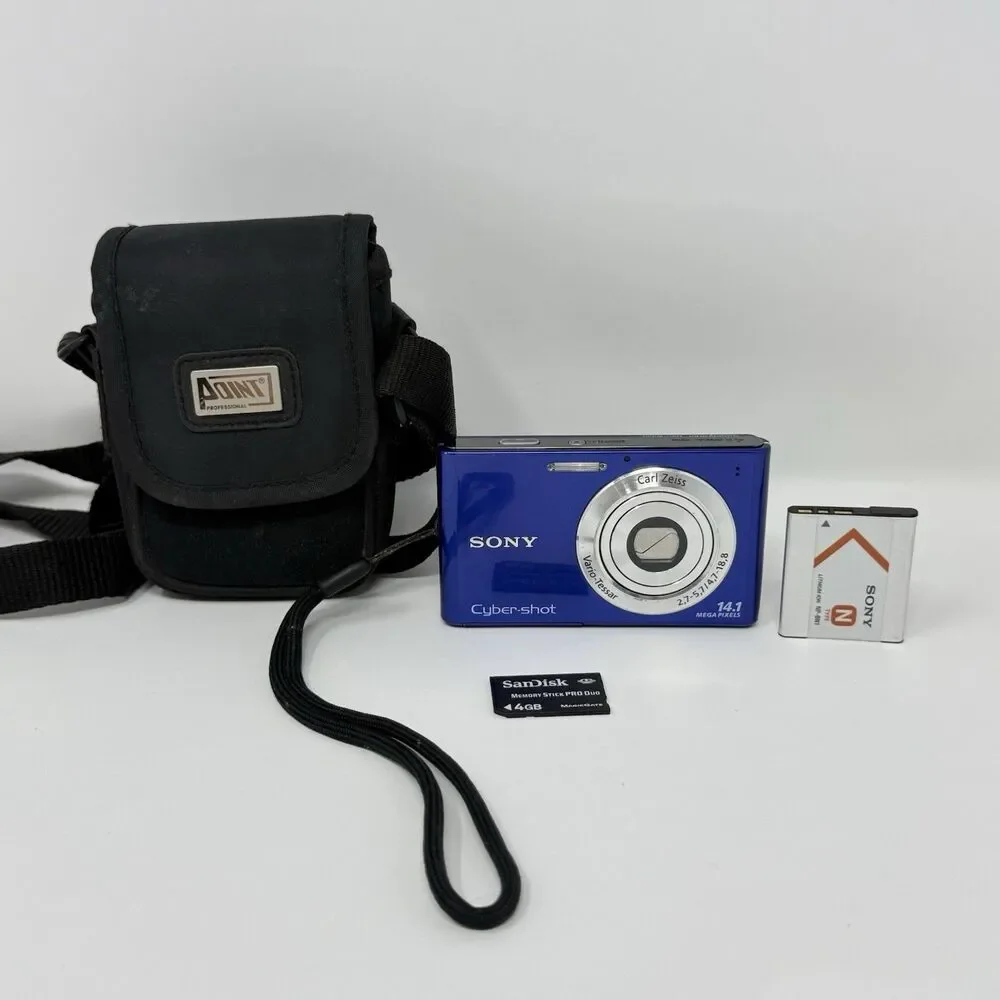 Sony Cyber Shot DSC-W330 14.1MP Electric Blue Camera Battery SD Case Tested